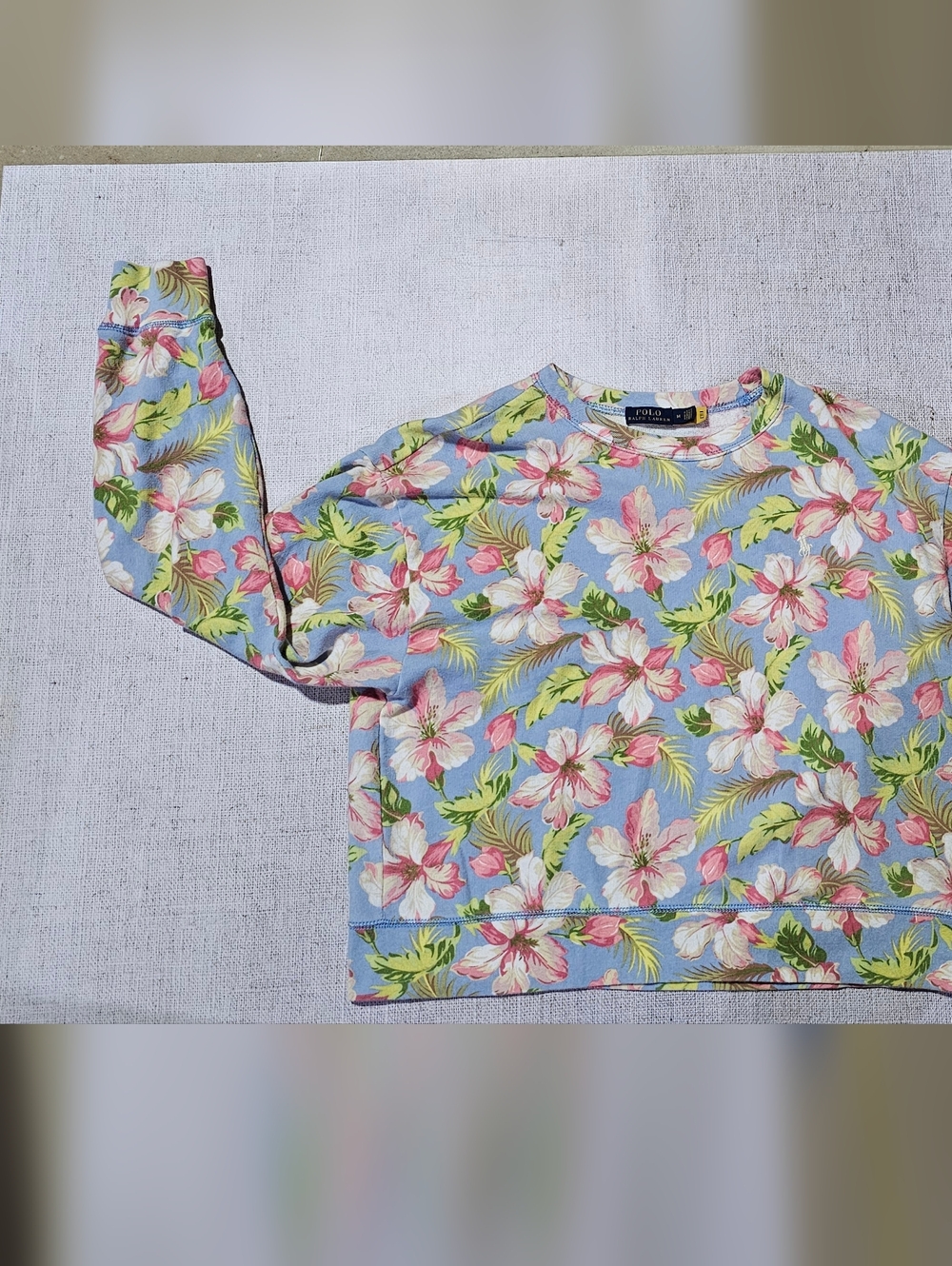 Polo Ralph Lauren Crew Neck Crop Floral Tropical Paste Sweatshirt Women's Med